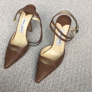 Jimmy Choo Brown Ankle Wrap Pumps